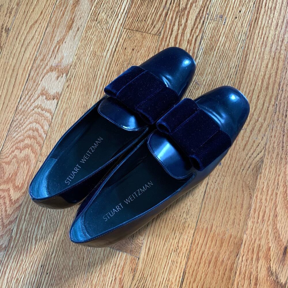 Stuart Weitzman Pantent Leather Bow Loafer Size 8 - Picture 2 of 4